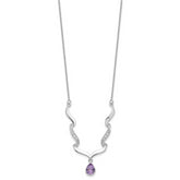 Sterling Silver Amethyst & Topaz Necklace with Polished Rhodium Finish